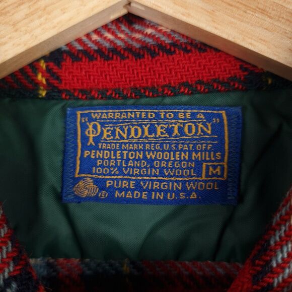 Vintage Pendleton Heavy Wool Shirt Jacket Mens Medium Red Tartan Plaid Relaxed - Picture 16 of 16